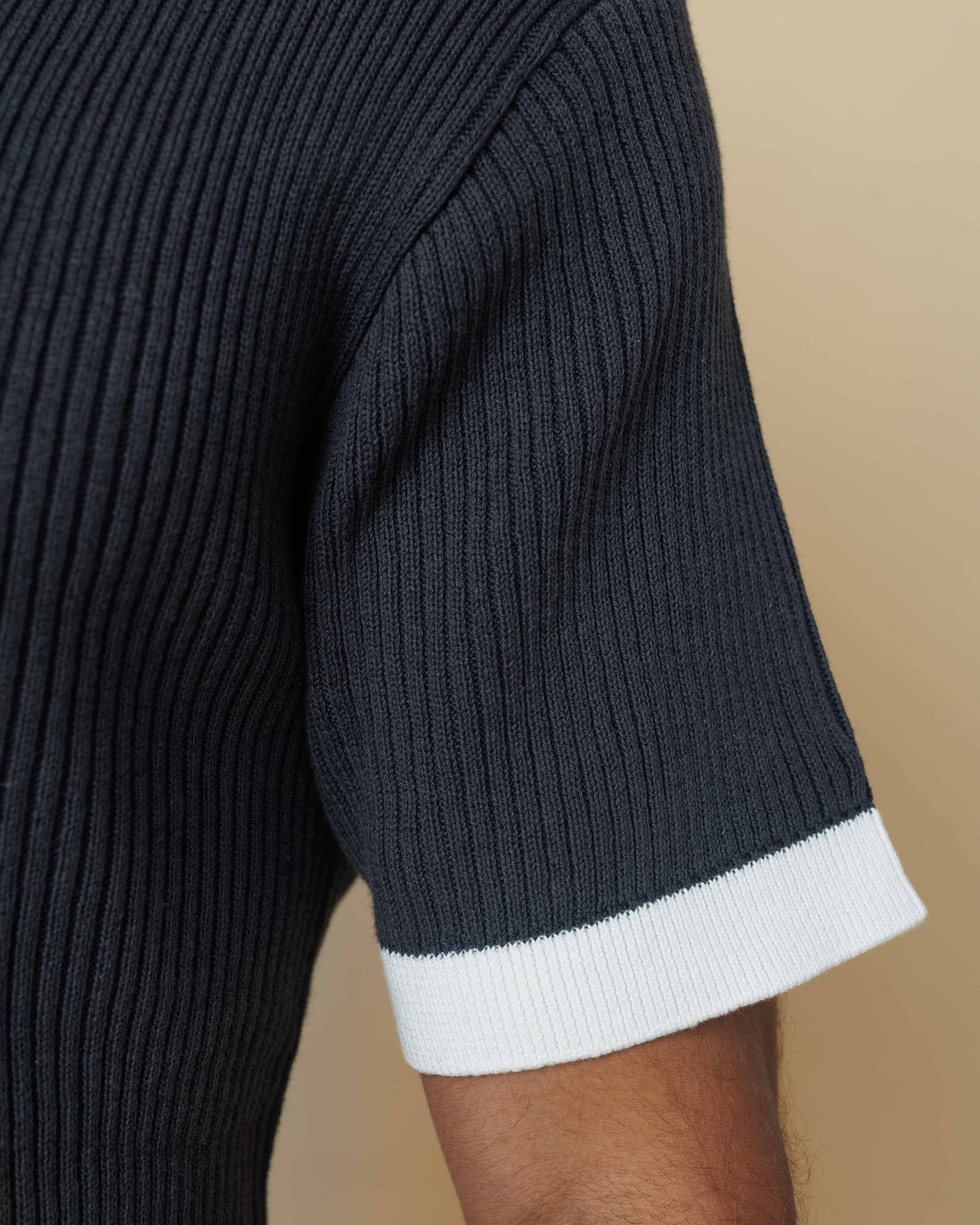 Contrast Knit Johnny Collar Polo  - LCY London