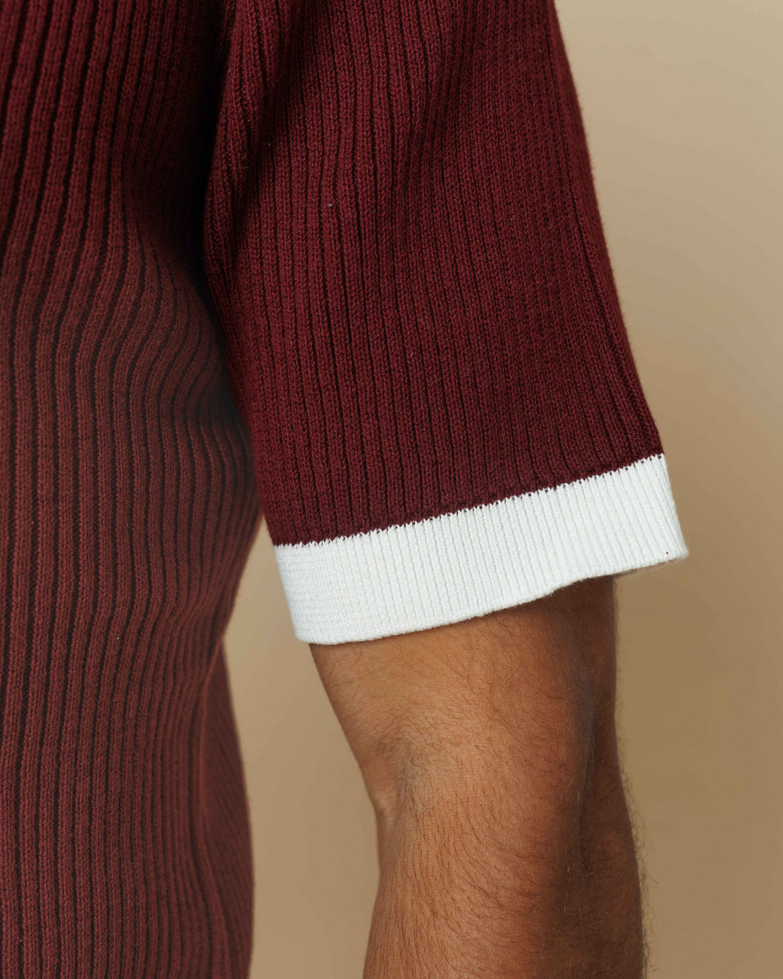 Contrast Knit Johnny Collar Polo  - LCY London