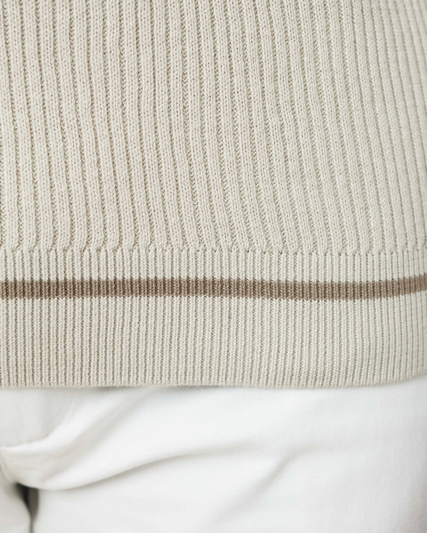 Contrast Knit Johnny Collar Polo  - LCY London