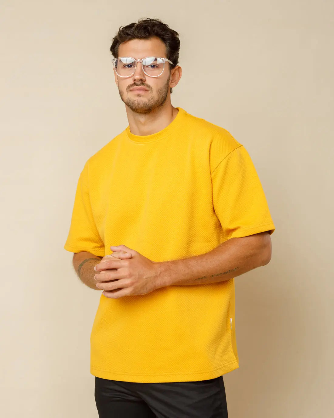 Cotton Blend Oversized Tee Bright-Yellow-XL - LCY London