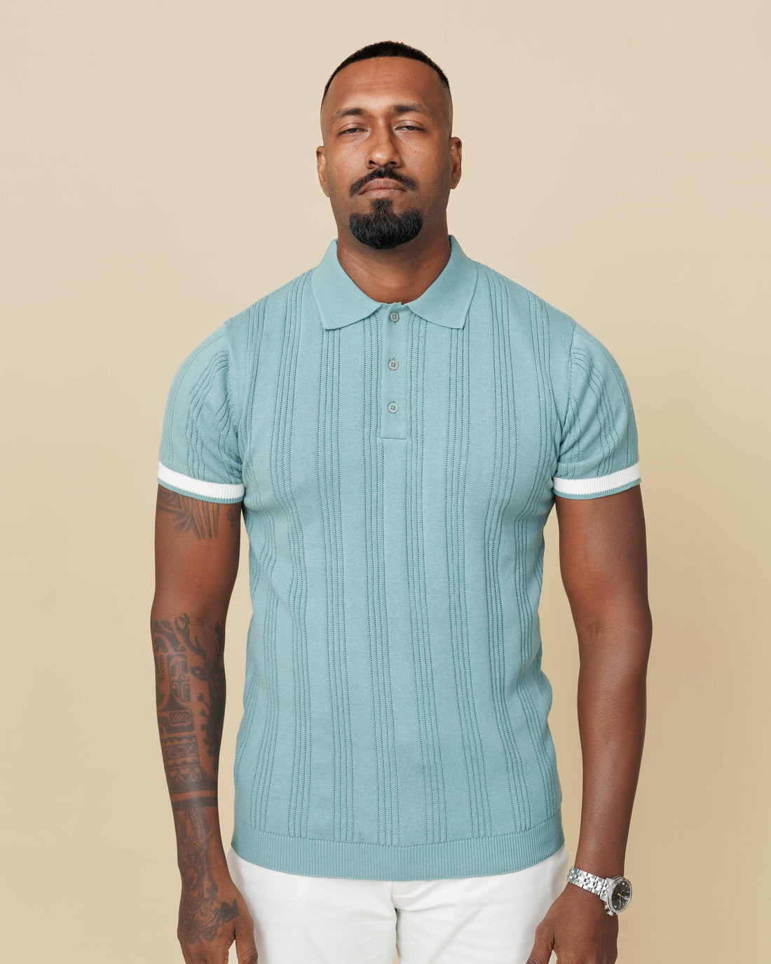 Drop Needle Flatknit Polo Sea-Green-XL - LCY London