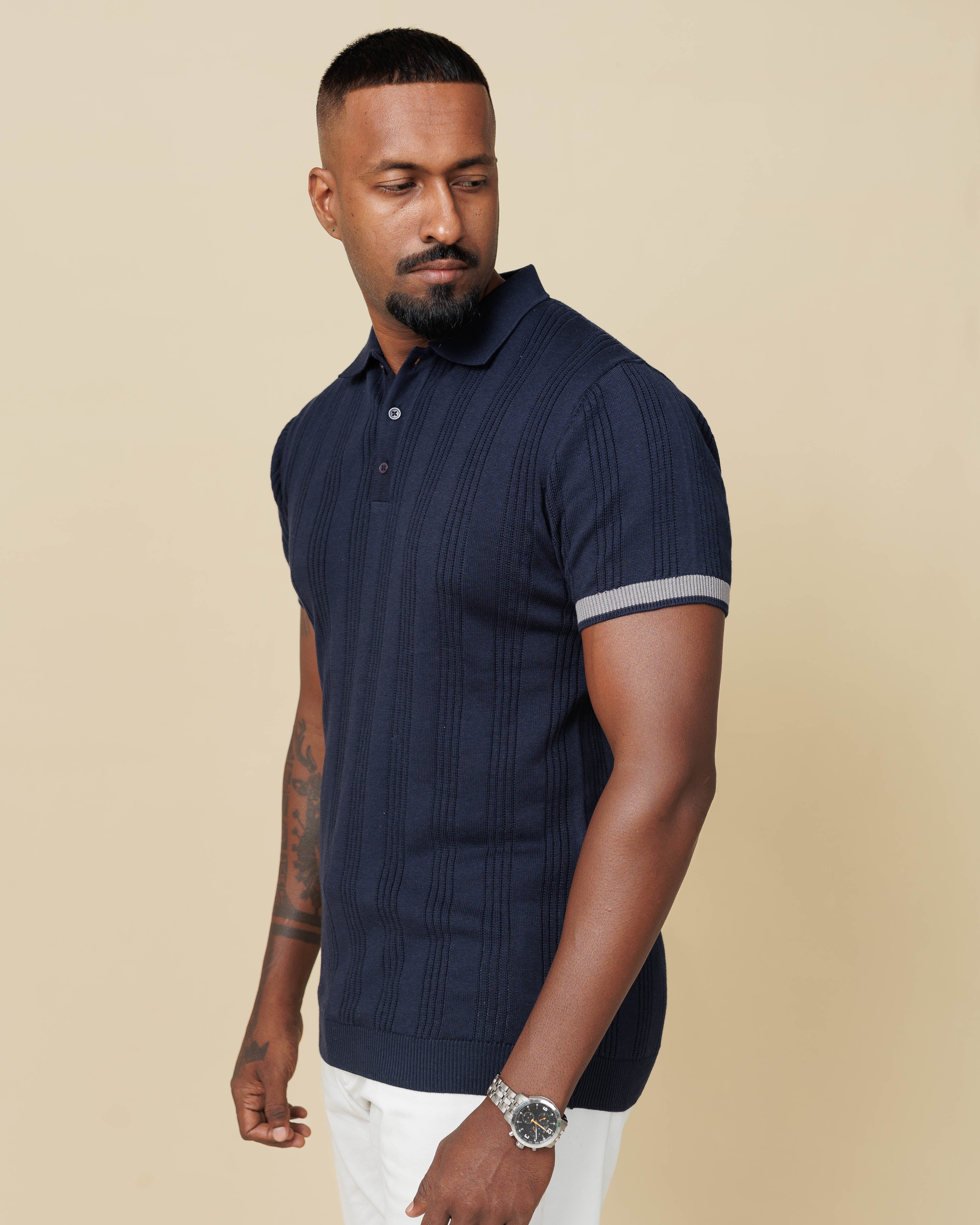 Drop Needle Flat knit polo LCY LONDON