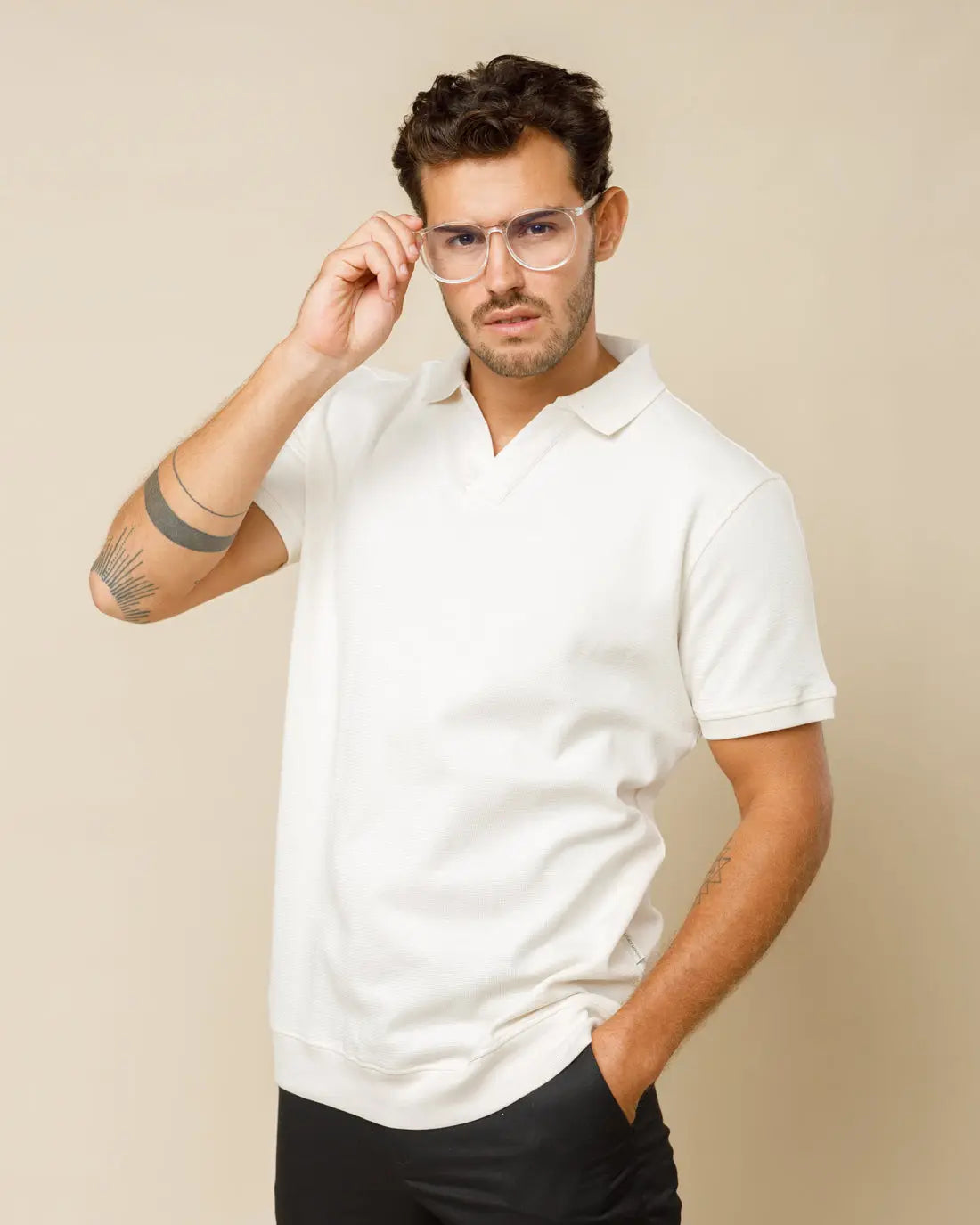 Johnny Collar Detailed Polo White-XL - LCY London