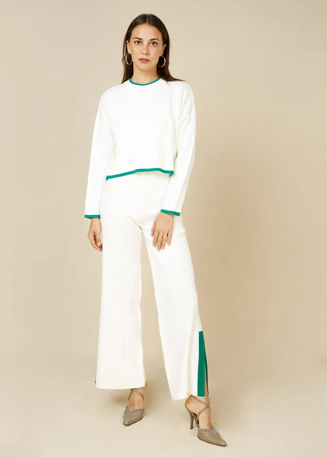 Mila Knitted Loungewear Set One-Size-White - LCY London