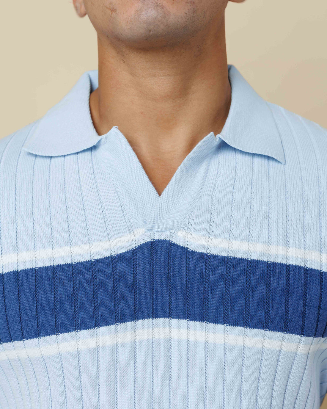 Vintage Striped Flat Knit Cotton Polo  - LCY London