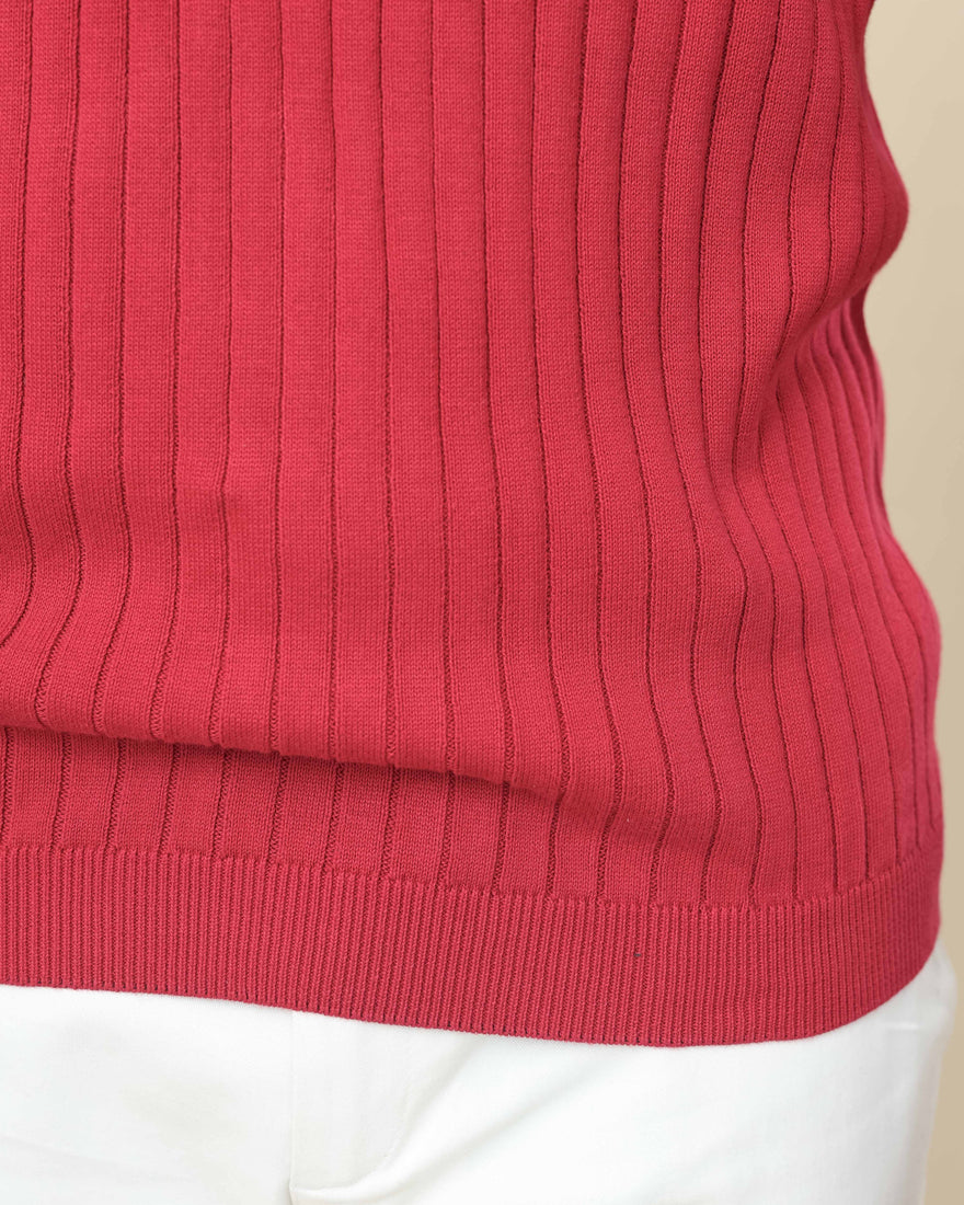 Vintage Striped Flat Knit Cotton Polo  - LCY London