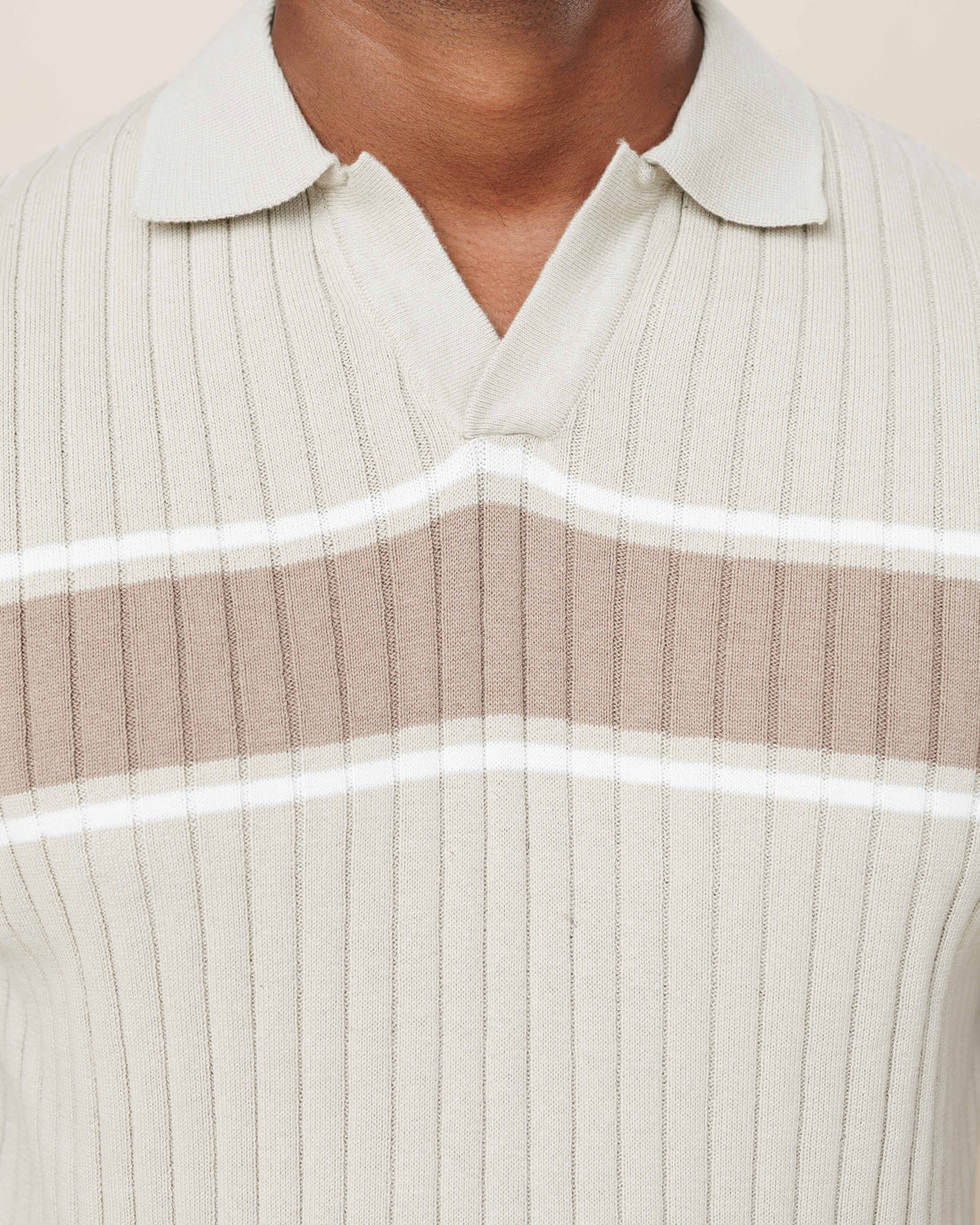 Vintage Striped Flat Knit Cotton Polo  - LCY London