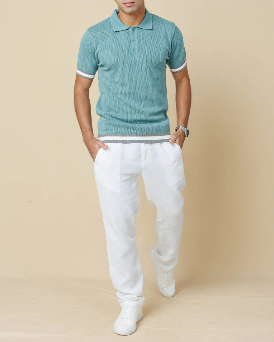 Zig Zag Jacquard Cotton Polo  - LCY London