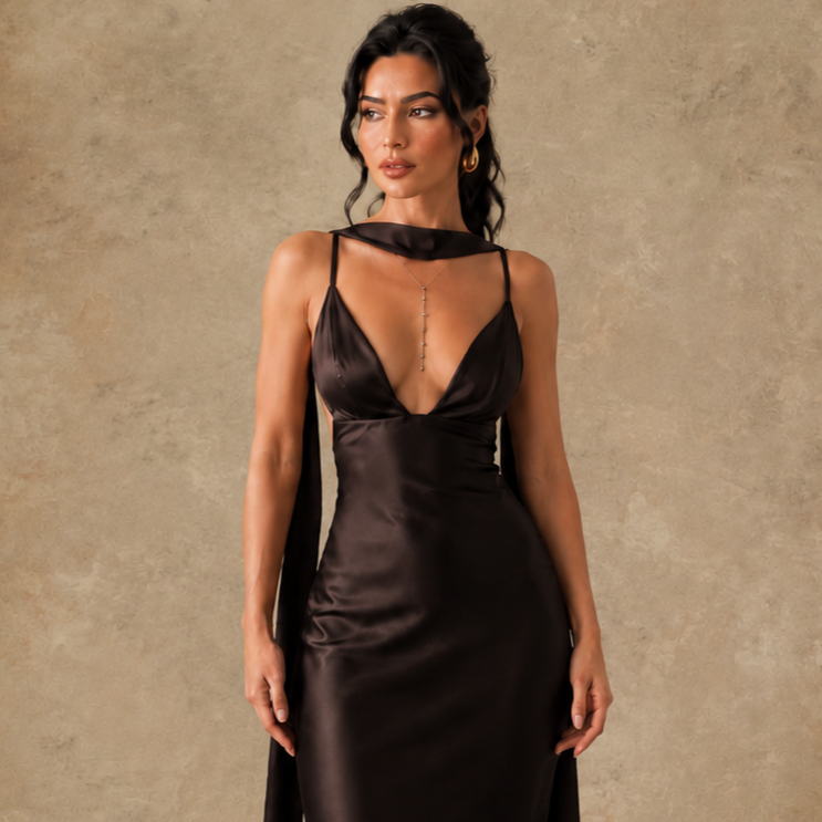 Aurelle Night Satin Dress  - LCY London