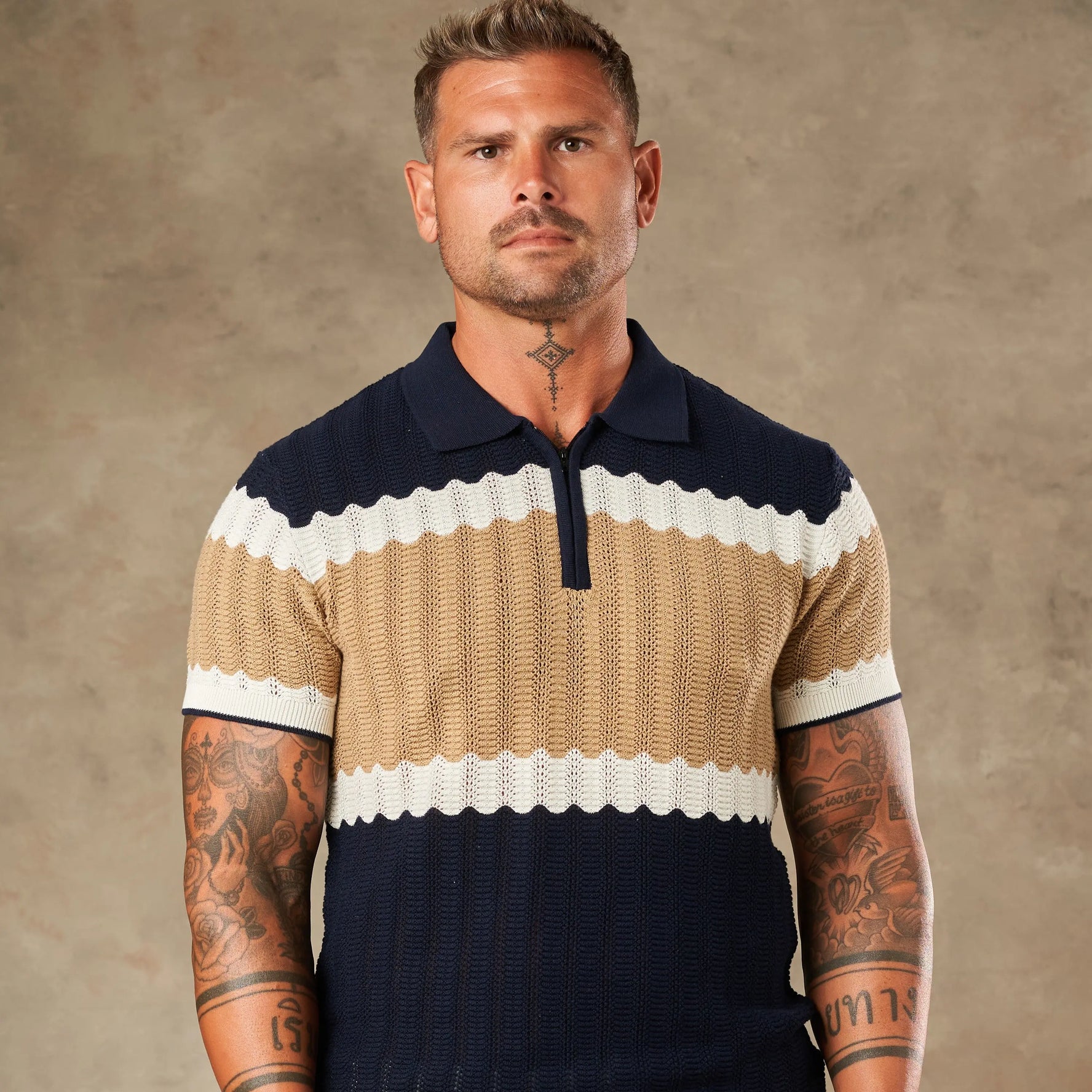 Capri Wave Textured Zipper Polo