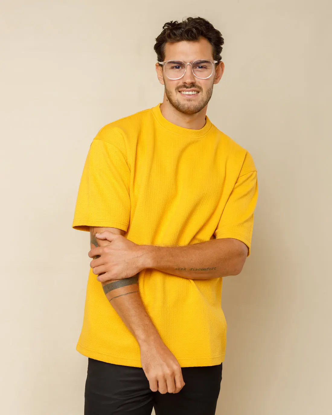 Cotton Blend Oversized Tee Bright-Yellow-XL - LCY London