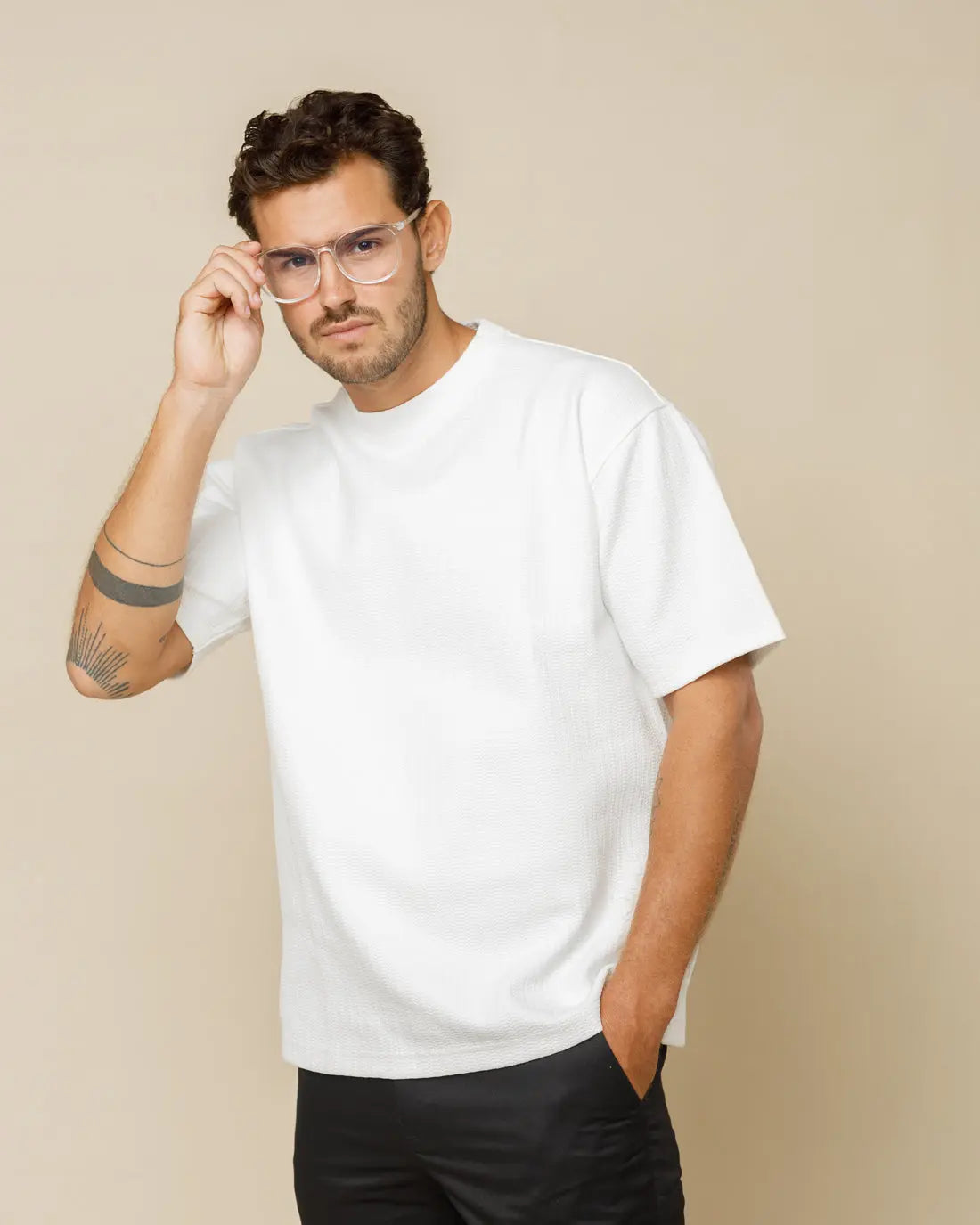 Cotton Blend Oversized Tee White-XL - LCY London