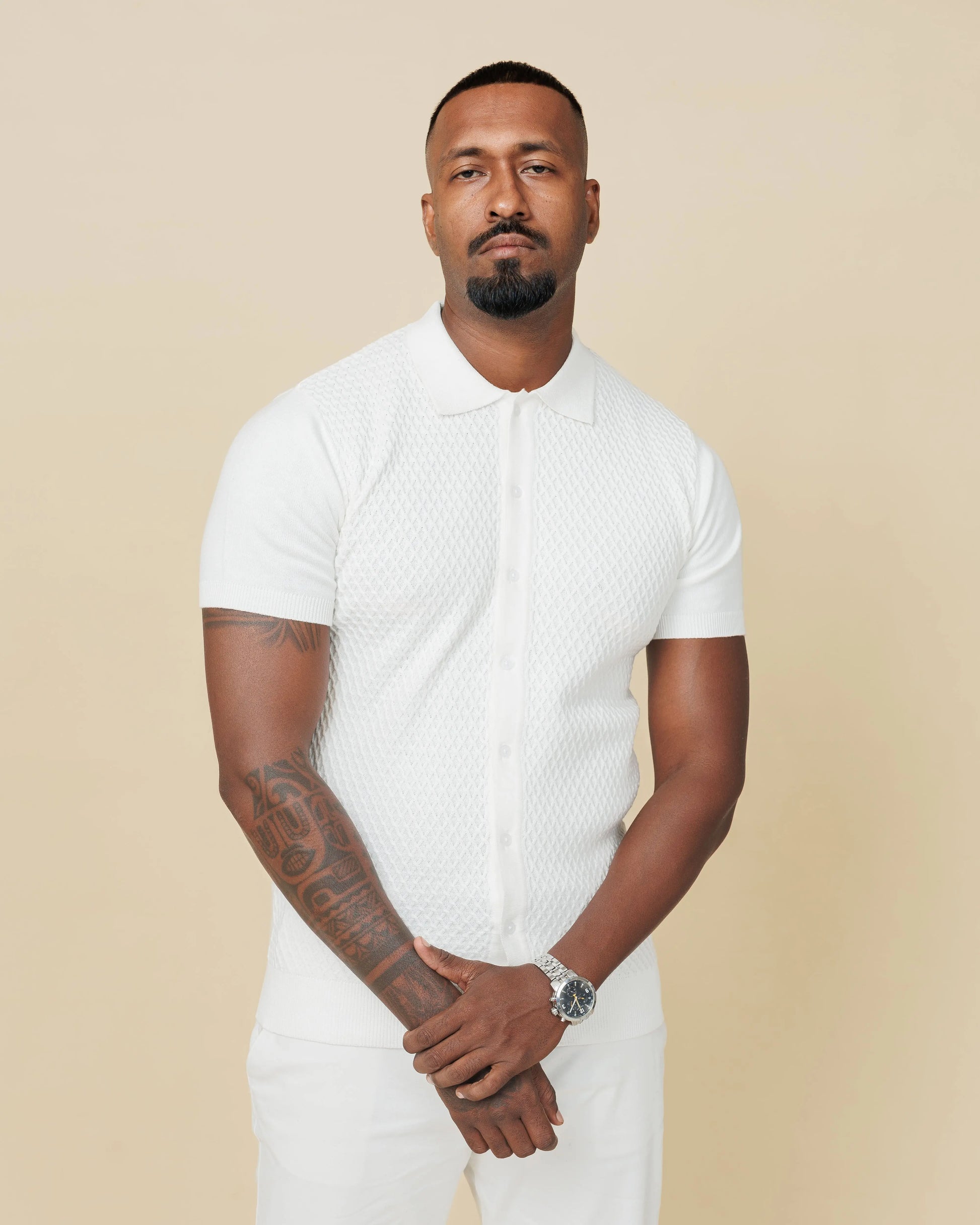 Diamond Weave Heritage Polo – Buttoned Edition  - LCY London