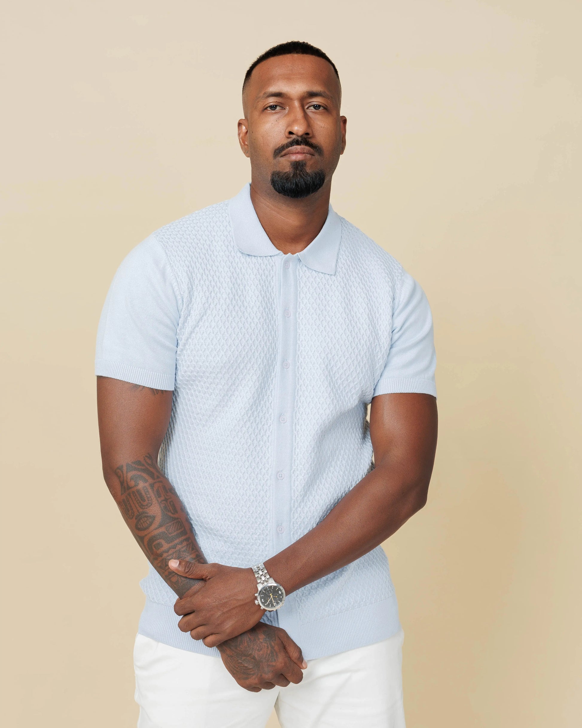 Diamond Weave Heritage Polo – Buttoned Edition  - LCY London