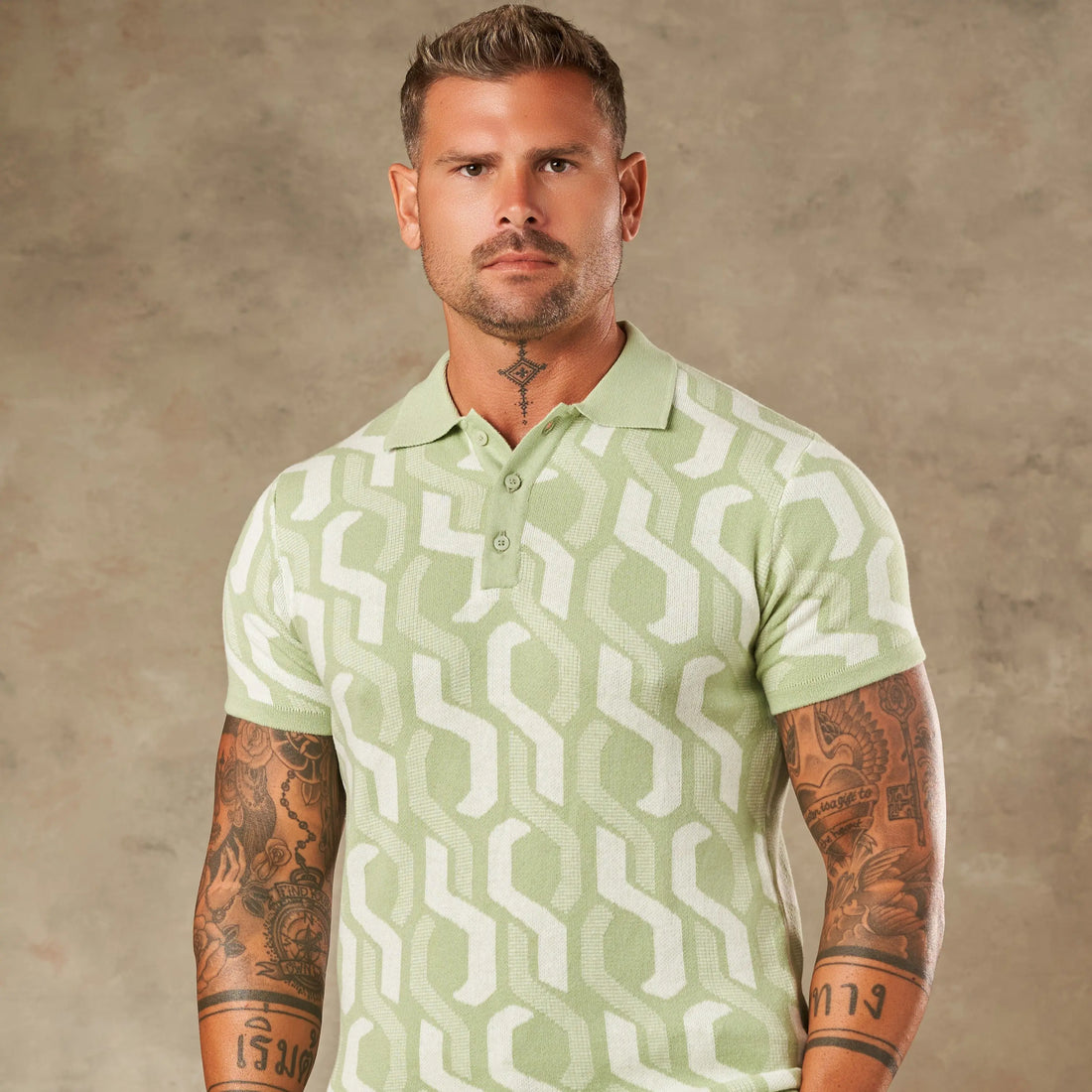 Interlocking Tile Pattern Polo  - LCY London