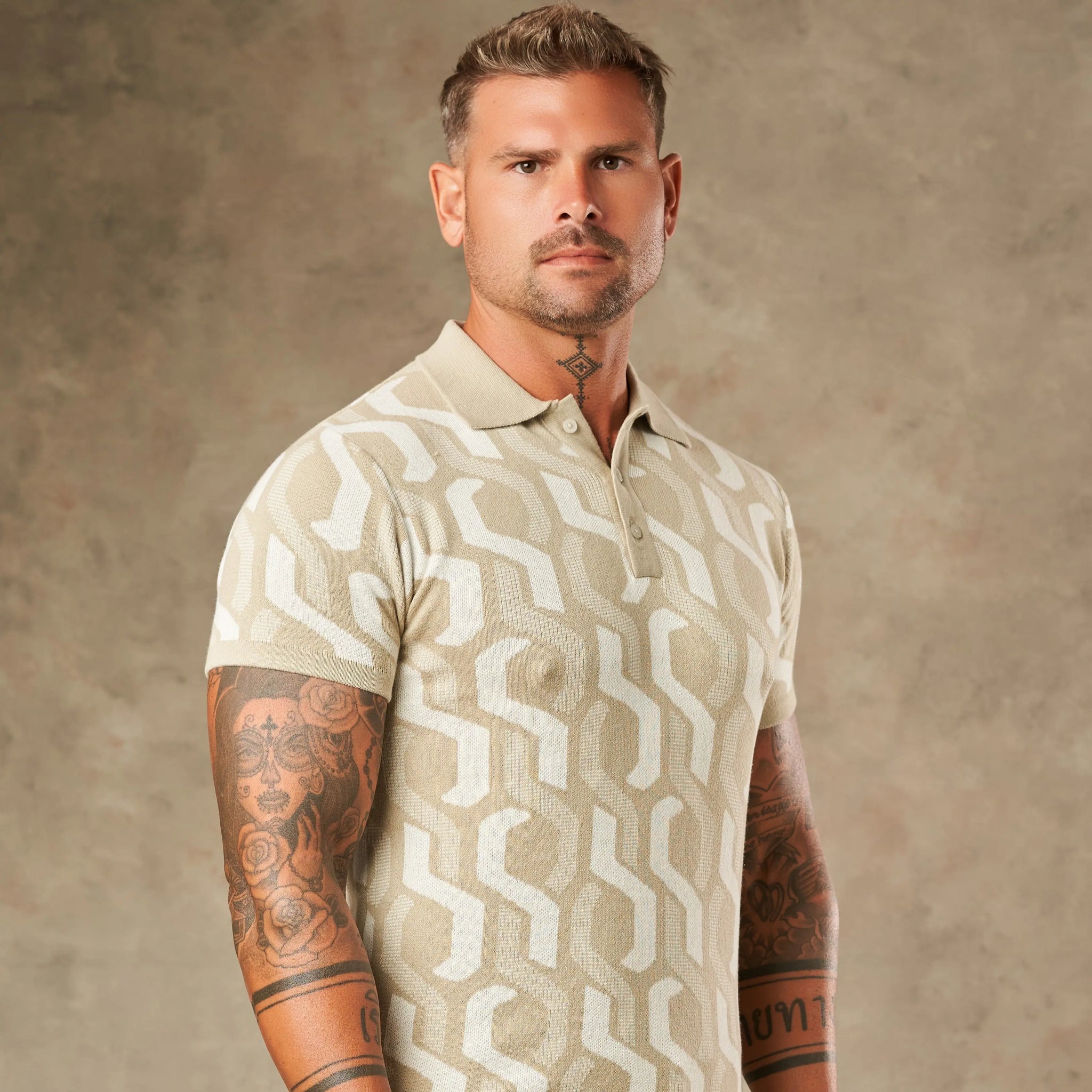 Interlocking Tile Pattern Polo  - LCY London