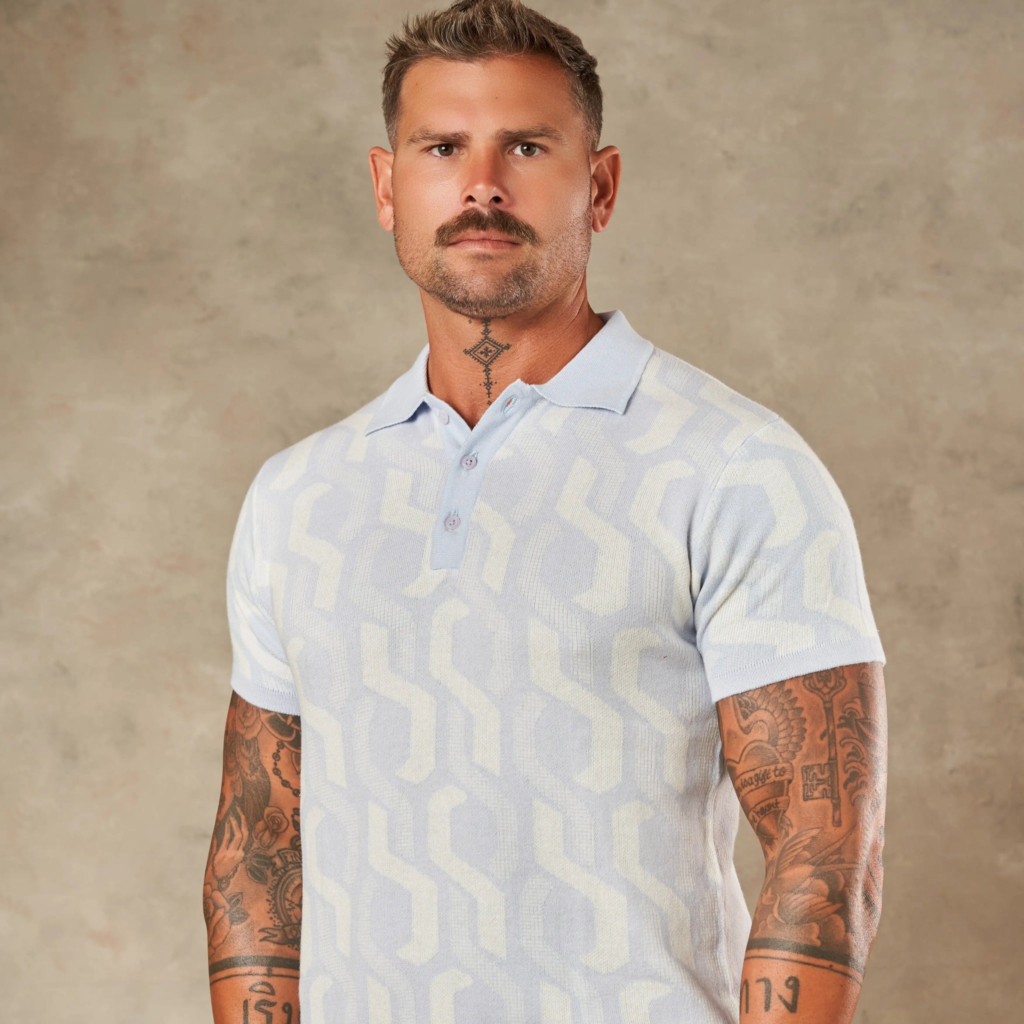 Interlocking Tile Pattern Polo  - LCY London