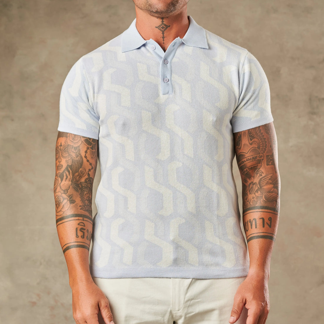 Interlocking Tile Pattern Polo  - LCY London