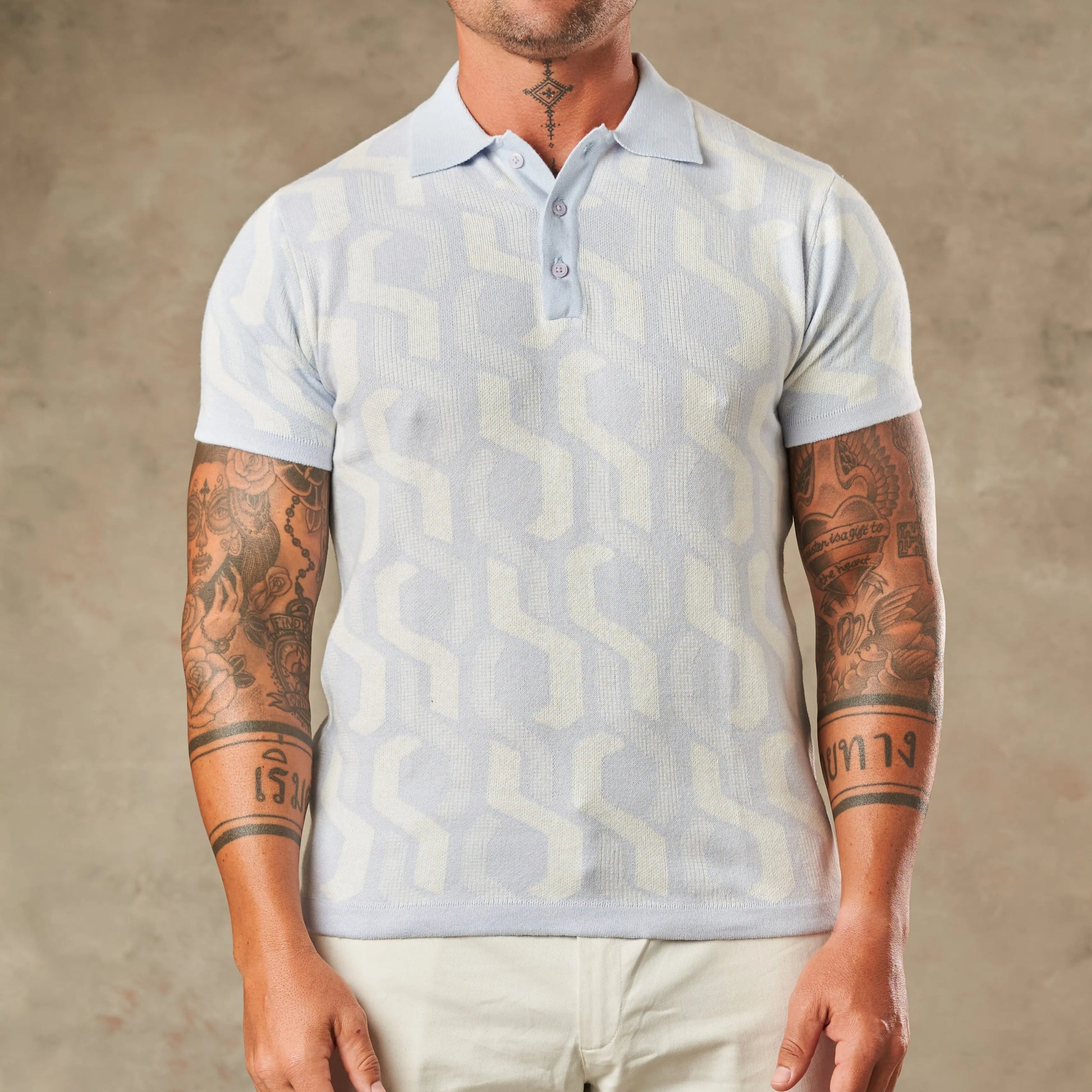 Interlocking Tile Pattern Polo  - LCY London