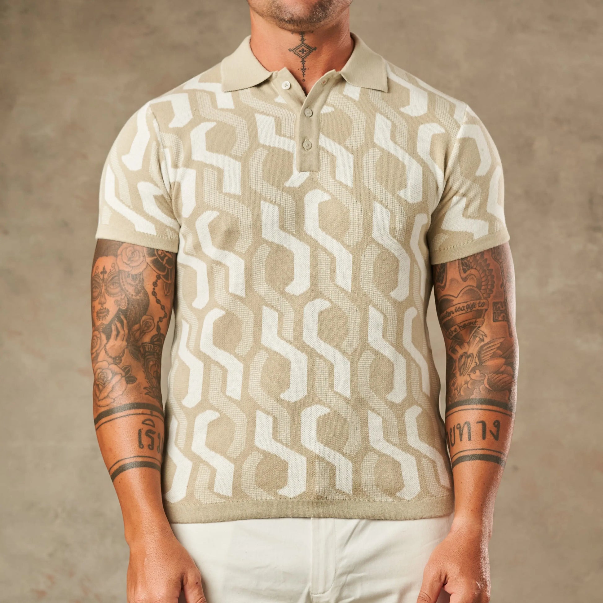 Interlocking Tile Pattern Polo  - LCY London