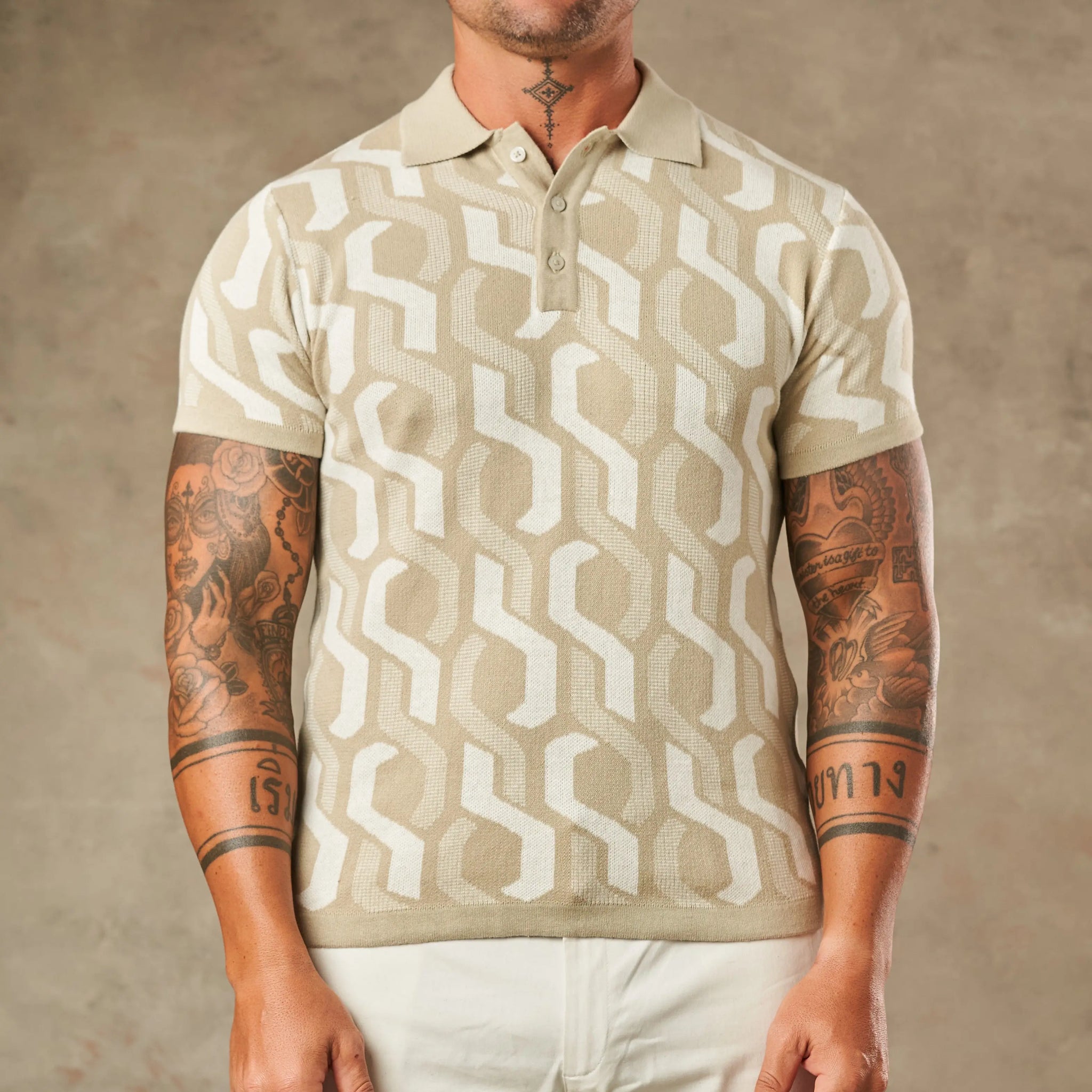 Interlocking Tile Pattern Polo  - LCY London