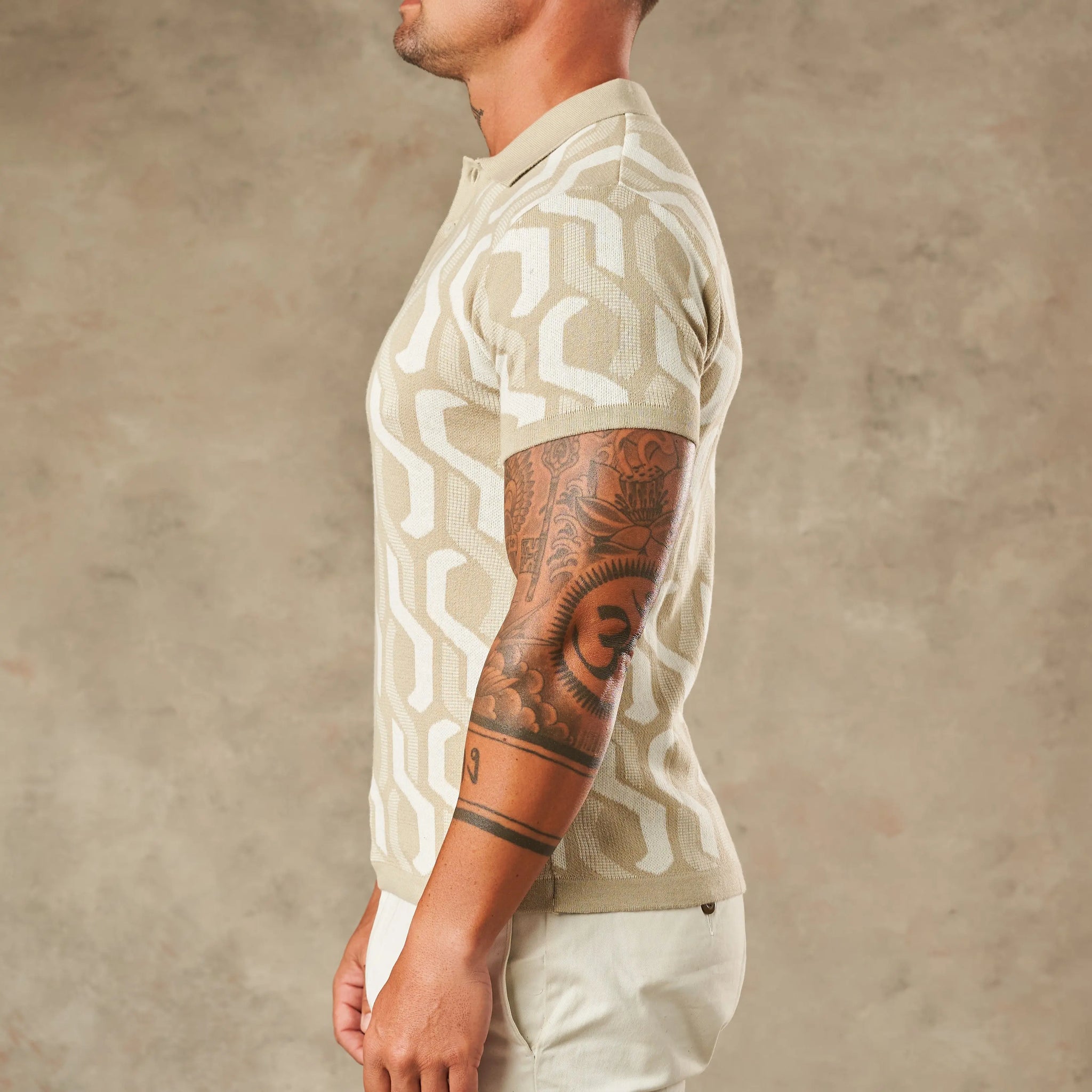 Interlocking Tile Pattern Polo  - LCY London