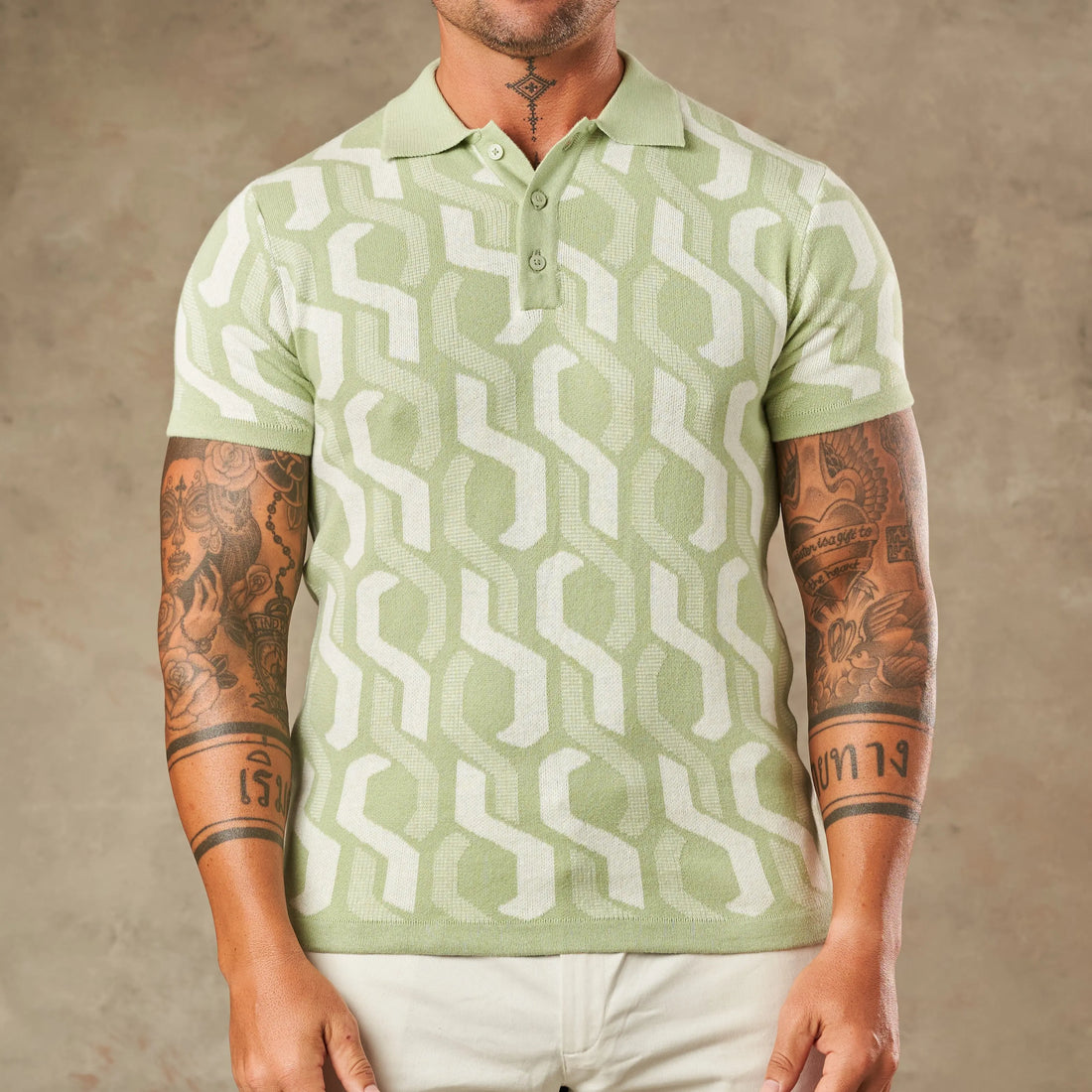 Interlocking Tile Pattern Polo  - LCY London