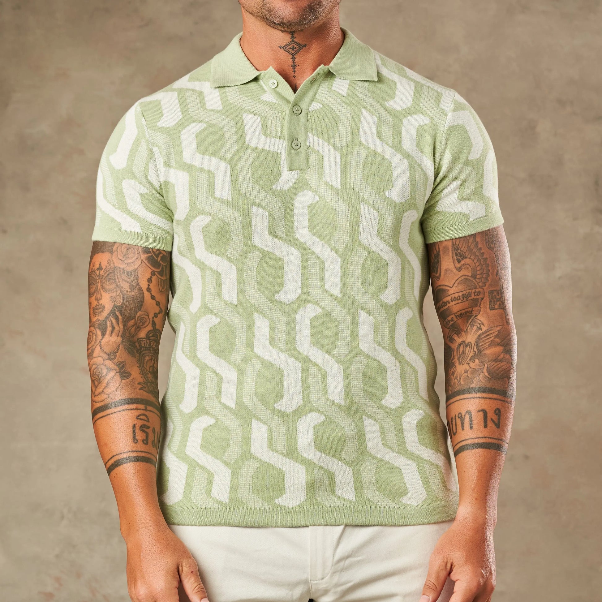 Interlocking Tile Pattern Polo  - LCY London
