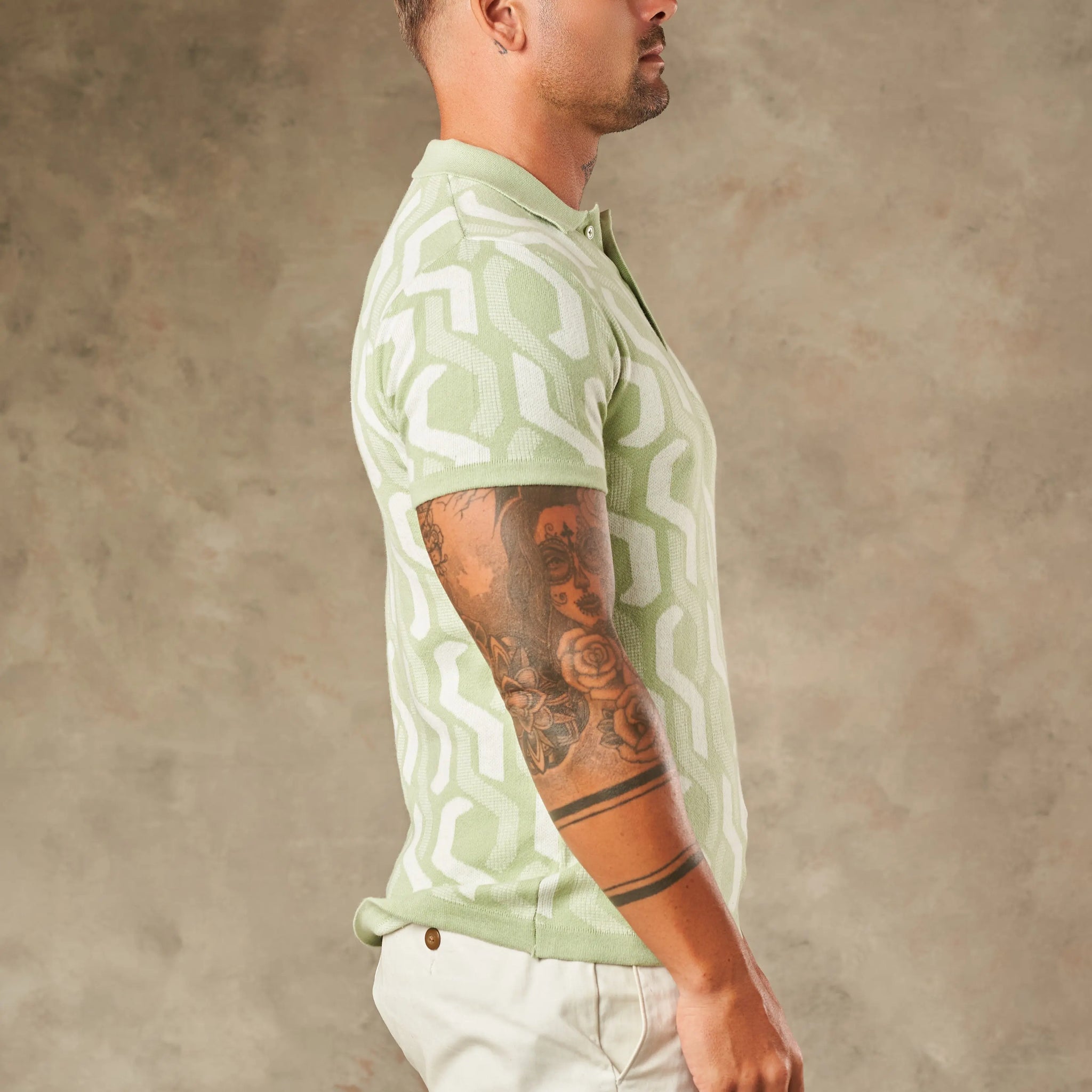 Interlocking Tile Pattern Polo  - LCY London