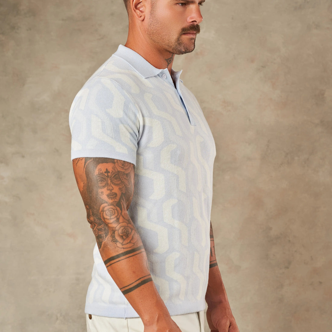 Interlocking Tile Pattern Polo  - LCY London