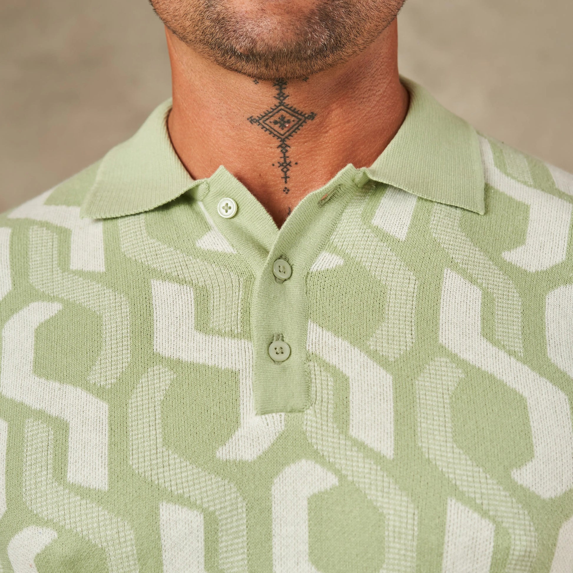 Interlocking Tile Pattern Polo  - LCY London