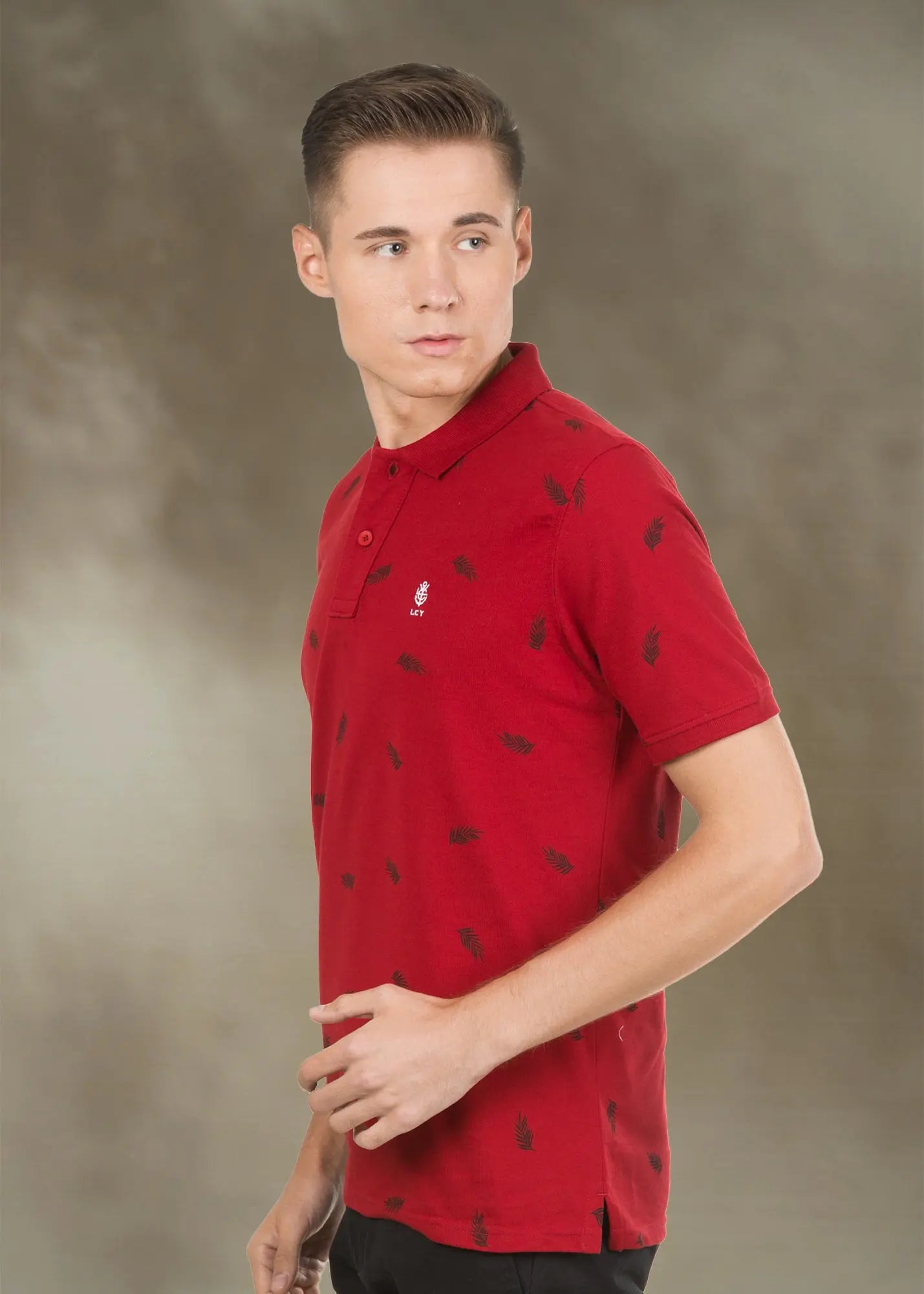 Tropical Jungle Print Polo Shirt front
