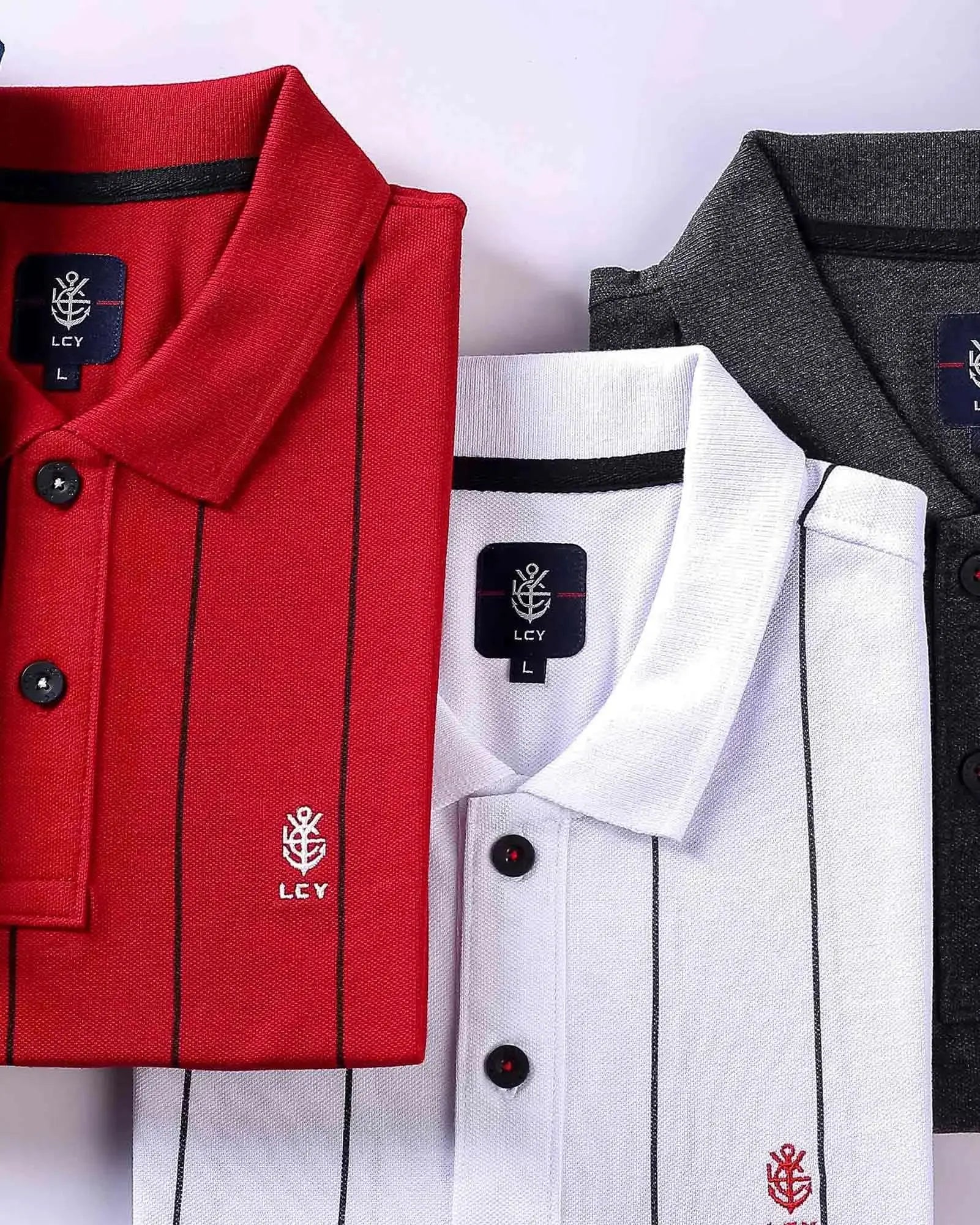 LCY London | Line Classics - Vertical Striped Men's Sports Polo Shirt LCY London