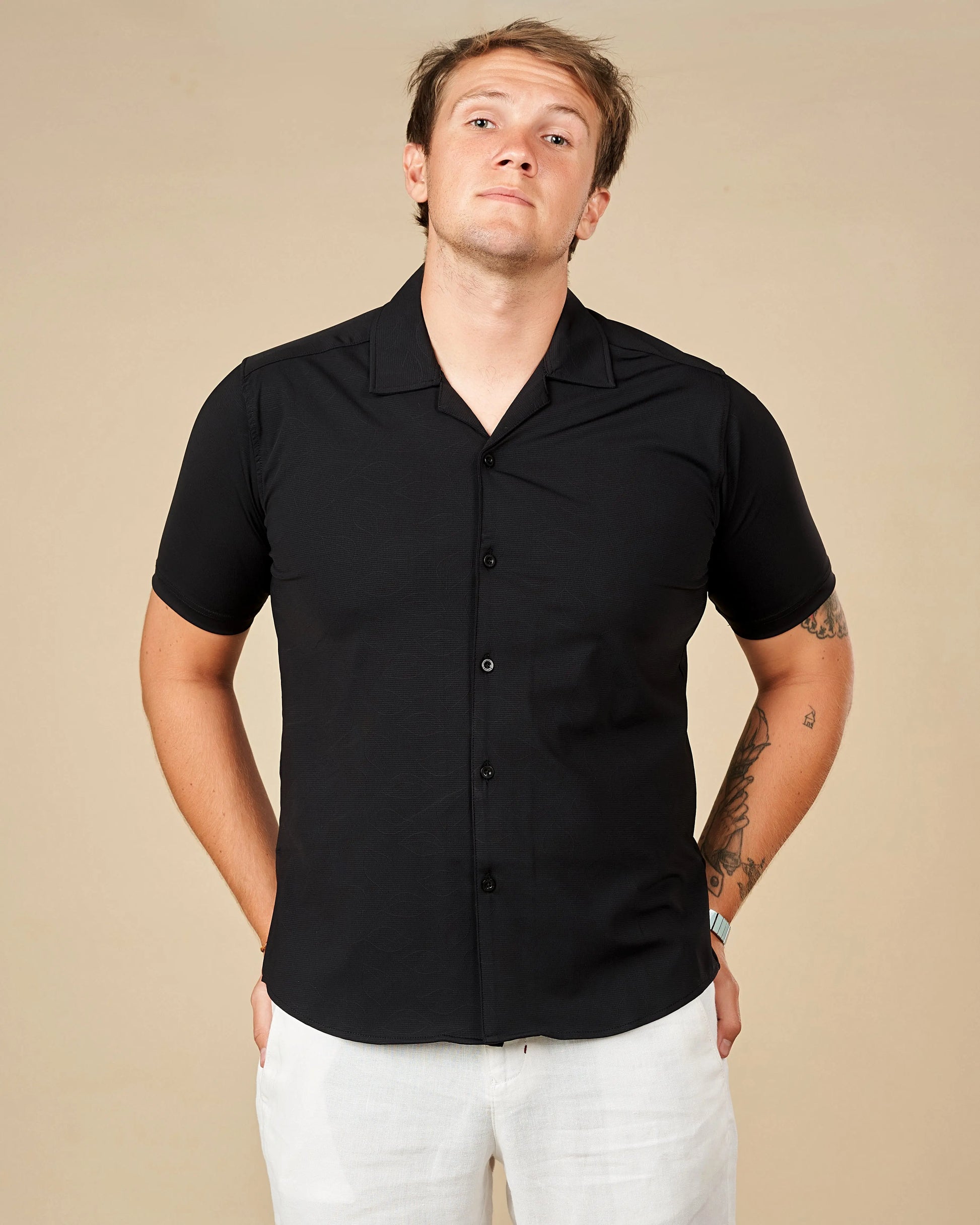 Legacy London Cuban Collar Performance Shirt Black / XL - LCY London