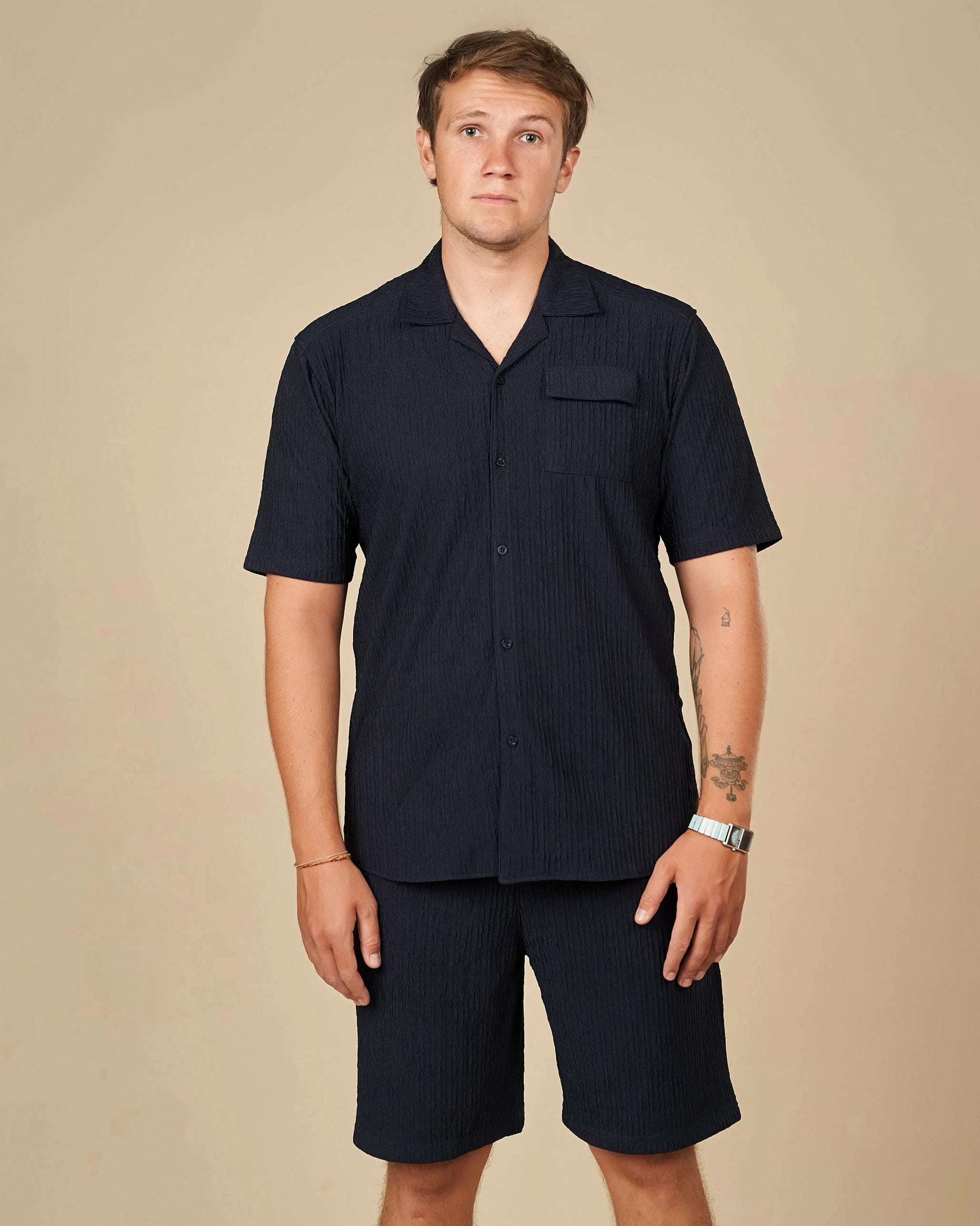 Legacy London Cuban Shirt & Shorts Co-Ord Set Navy Blue / XXL - LCY London