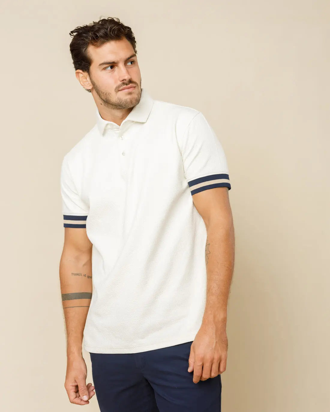 Premium Jacquard Polo White-XXL - LCY London