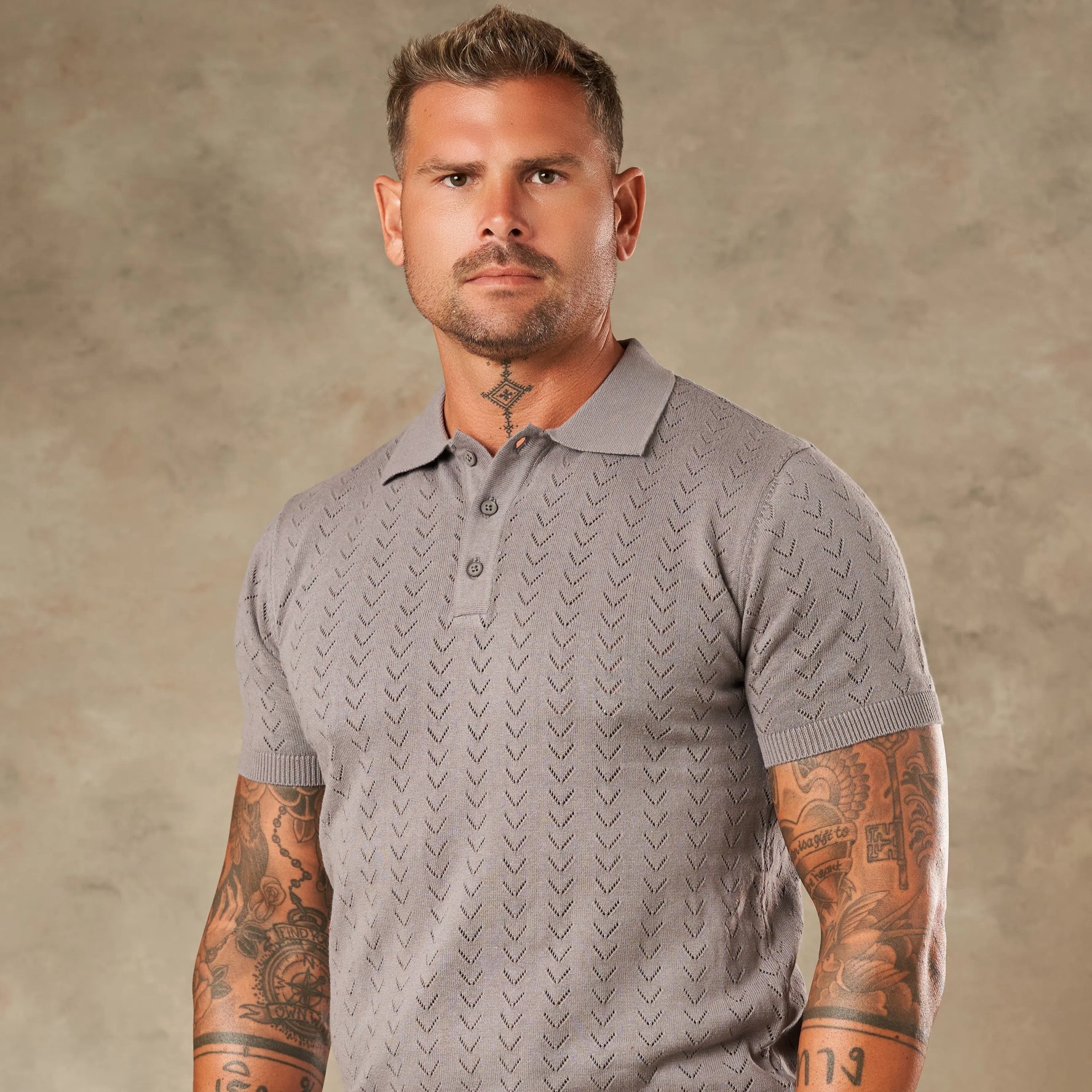 Sorrento Chevron Knit Polo  - LCY London