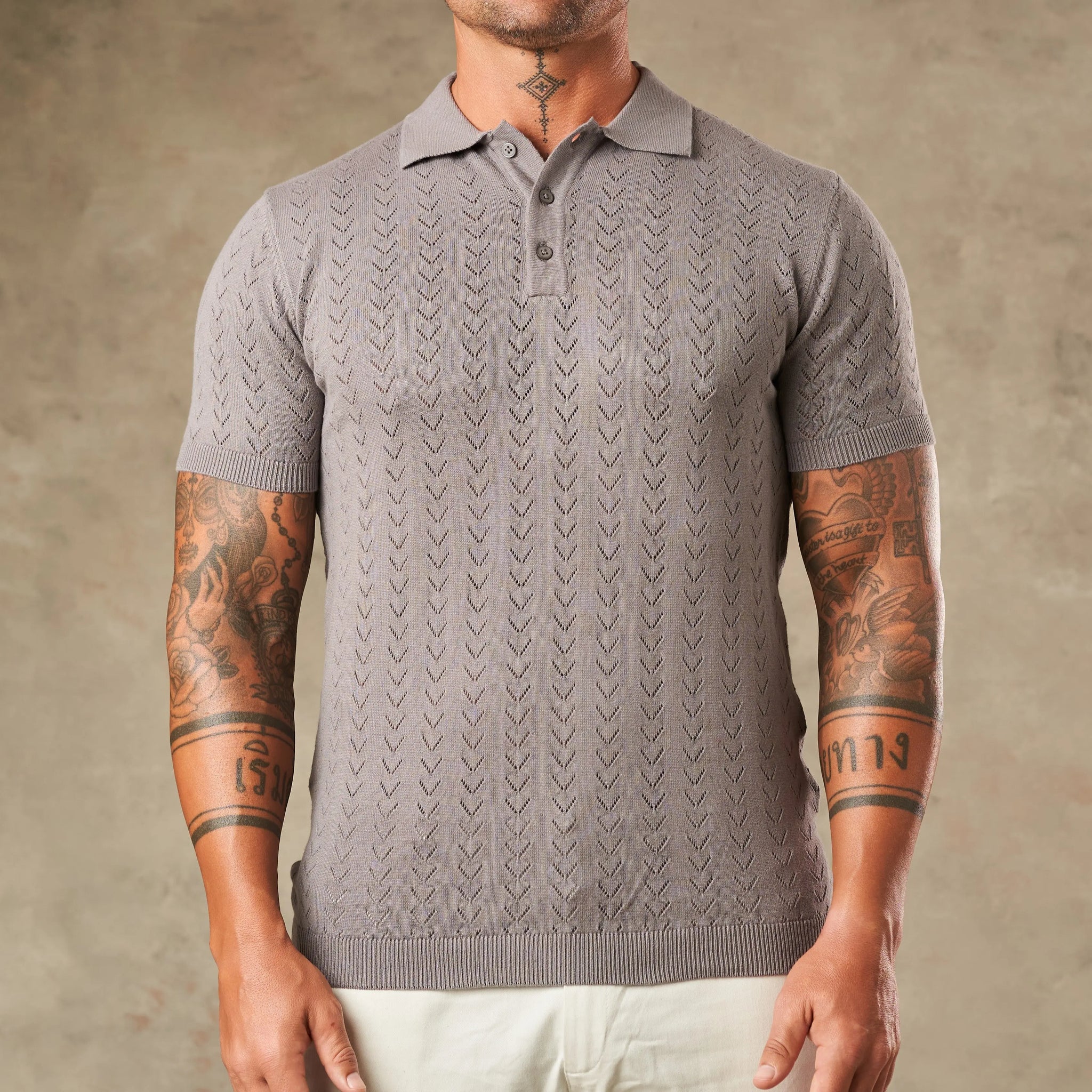 Sorrento Chevron Knit Polo - LCY LONDON