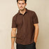 Spread Collar Button Down Shirt Brown-XL - LCY London