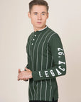 LCY London | Line Classics - Long Sleeved Men's Vertical Striped Mandarin Polo Top LCY London