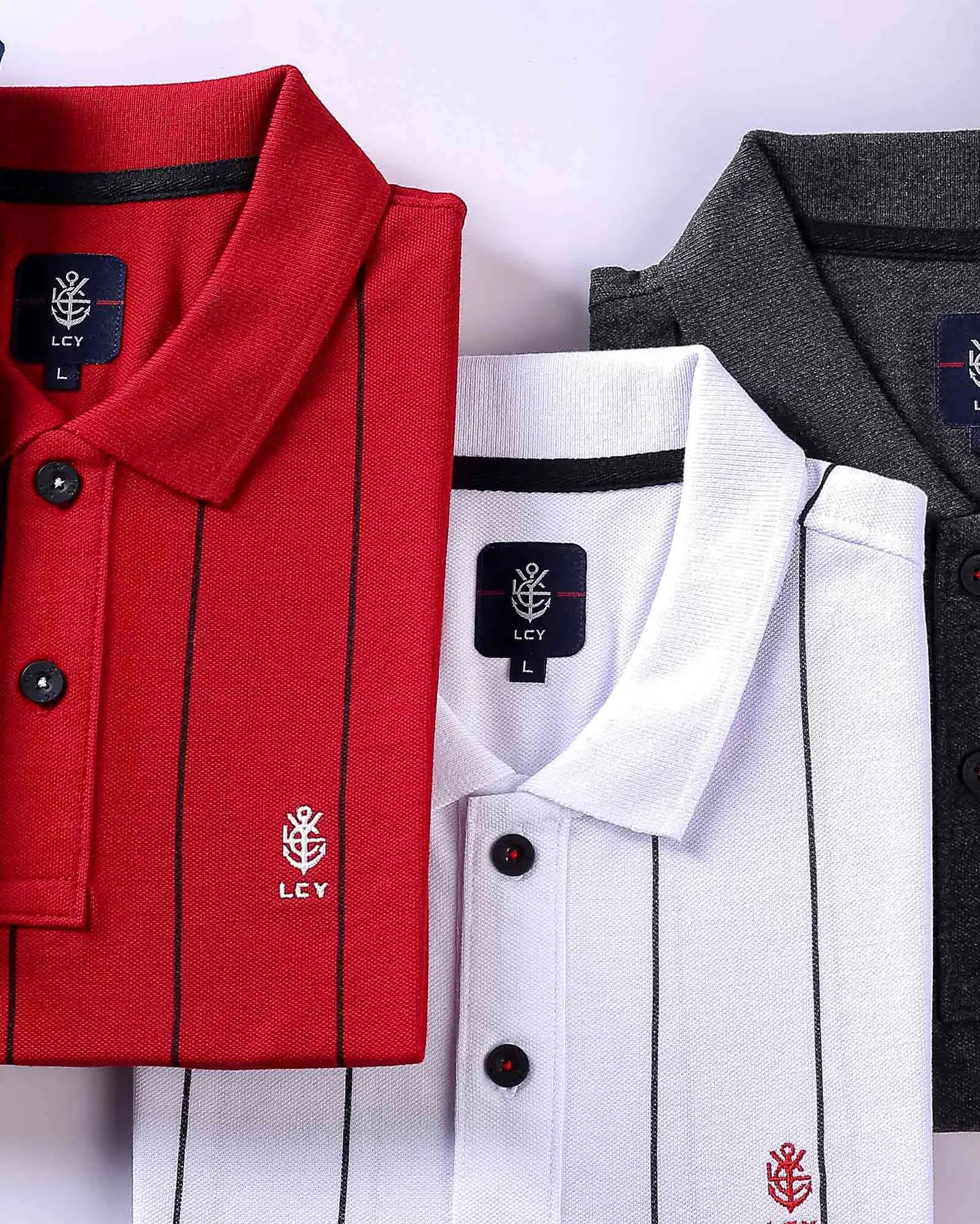 LCY London | Line Classics - Vertical Striped Men&#39;s Sports Polo Shirt LCY London