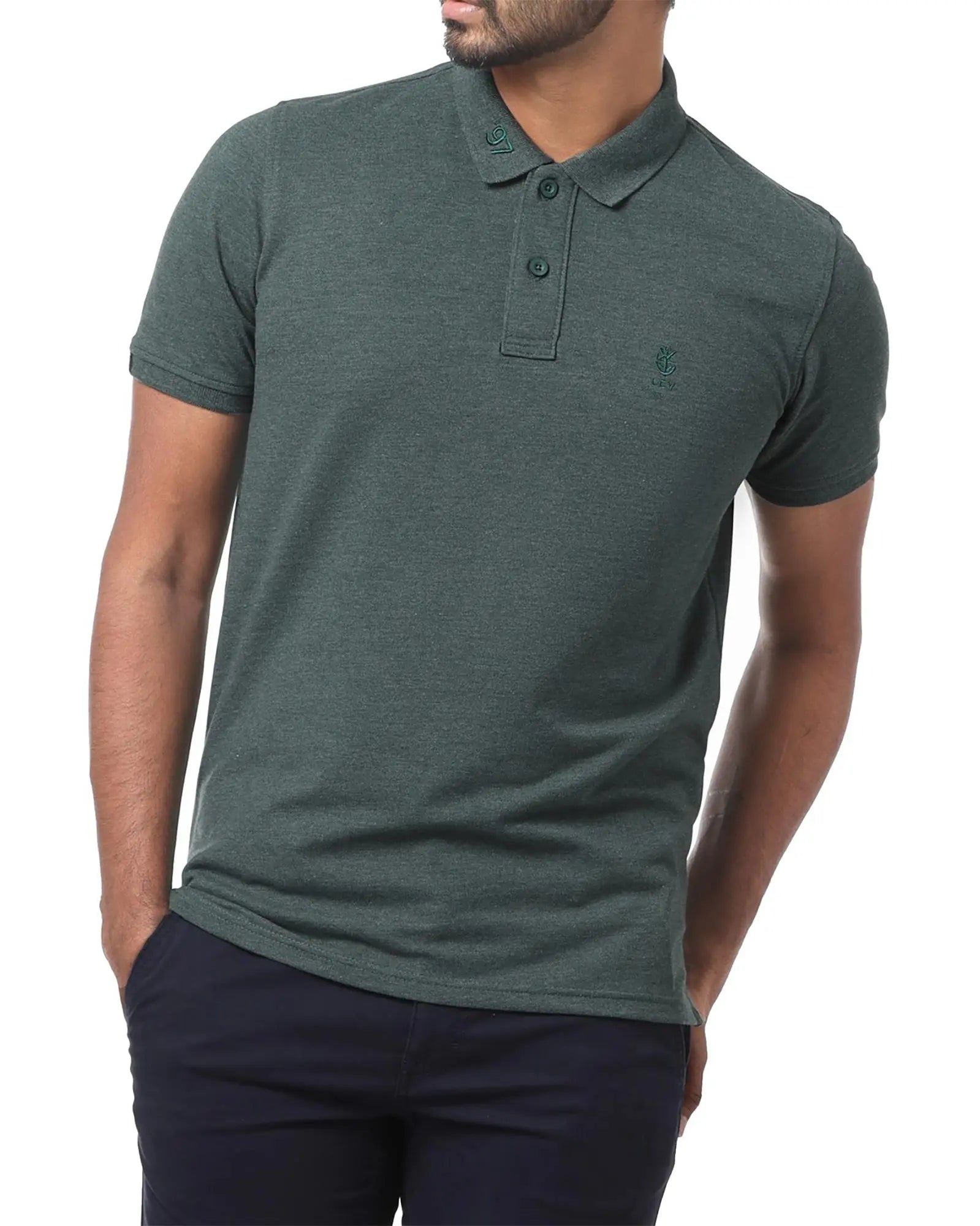 LCY London | Stand Up Basic - Wash Effect Men&#39;s Pique Polo Shirt LCY London